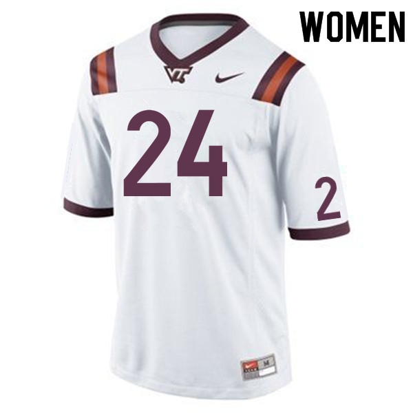Women #24 Devin Taylor Virginia Tech Hokies College Football Jerseys Sale-White - Click Image to Close
